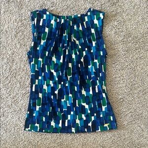 Calvin Klein Blue and Green Patterned Blouse